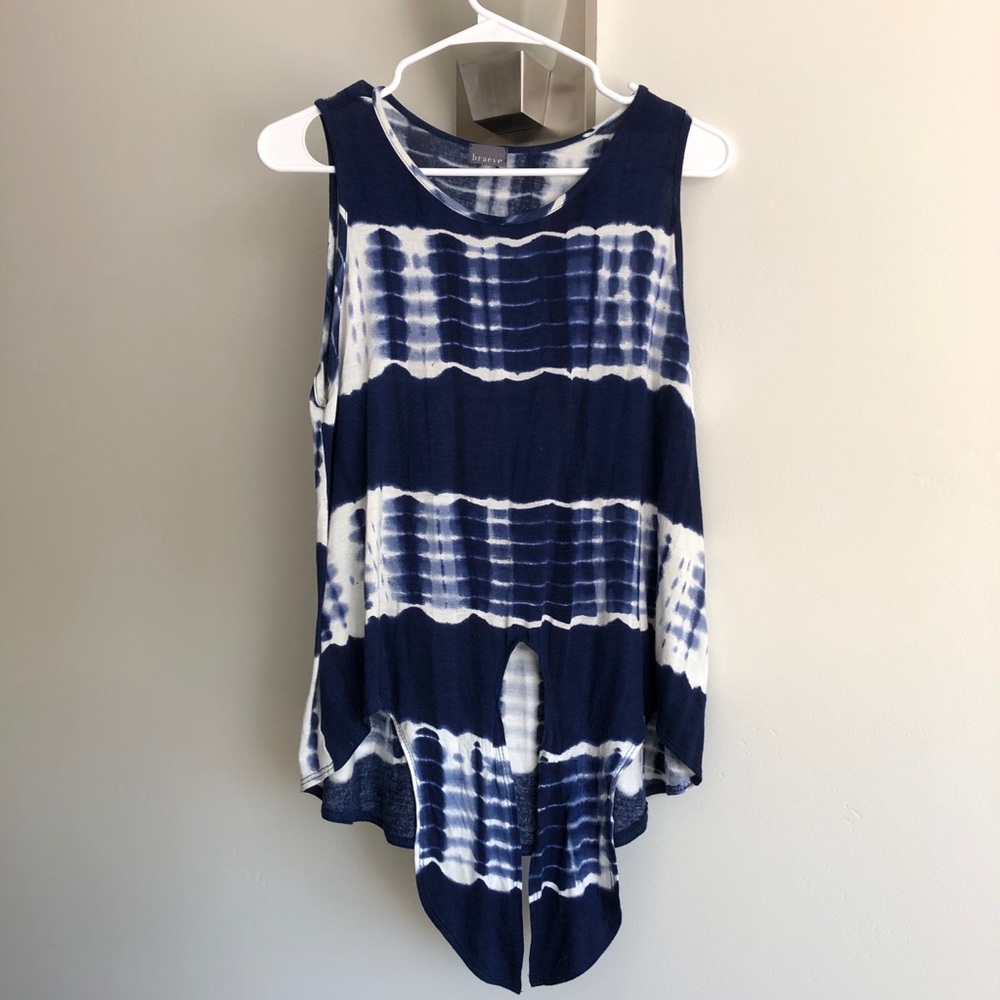 EUC Braeve Blue and White Sleeveless Tie Top